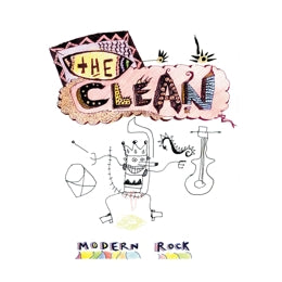 The Clean - Modern Rock by Tandem Coffee Roasters features a hand-drawn cover: "The Clean" in colorful letters inside a pink cloud, with a quirky crowned cartoon holding a guitar and abstract shapes. "Modern Rock and indie vibes" appears at the bottom.