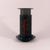 An Tandem Aeropress coffee maker, branded as the world's greatest, on a gray background. It features a black cylindrical body adorned with the logo and measurement markers in red and is assembled and ready for.