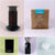 A collage of six images featuring a Tandem Coffee Roasters AeroPress Starter Kit, a bag of freshly roasted coffee, a black electronic device, a burr coffee grinder, and two white plastic lids on a plain background.