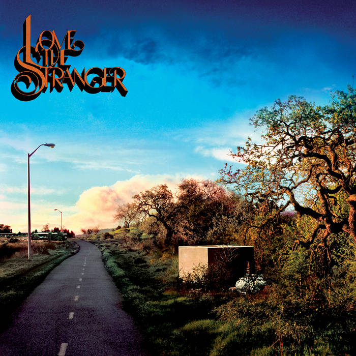 A paved road winds through a rural scene under a blue sky. On the left stands a streetlamp; on the right, a small concrete structure. "Friendship - Love the Stranger" by Tandem Coffee Roasters appears in stylized text above.