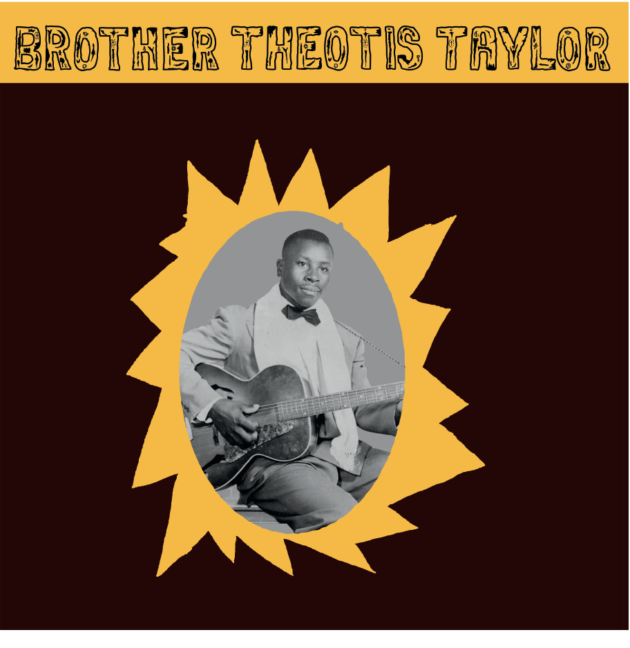 Album cover featuring spiritual singer Tandem Coffee Roasters seated with a guitar, surrounded by a yellow sunburst graphic on a red background.
