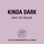 A promotional graphic for "Kinda Dark Subscription" coffee from Tandem Coffee Roasters in black text on a muted pink background, describing the coffee as "bold, yet smooth" with a small cup icon.